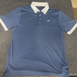 Travis Mathew Blue Polo with Grey Accents